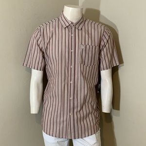 Volcom Men’s Short Sleeve Button Down Shirt Medium NWT Striped Streetwear Skate